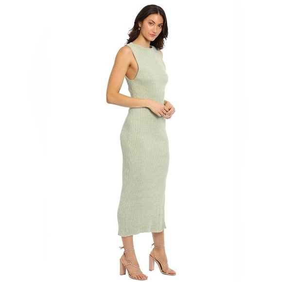 Anna Quan Dresses & Skirts - NWT Anna Quan Drew Dress 8 Sage Ribbed Knit Bodycon Maxi Vacation Resortwear